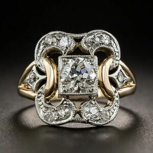 Elegant Gold and Silver Moissanite Ring